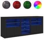 vidaXL Buffet avec lumières LED noir 181 5x37x67 cm