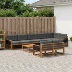 vidaXL Ensemble de canapés d'extérieur 9 Pièces Naturel et Anthracite