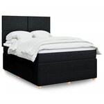vidaXL Sommier à lattes de lit avec matelas Noir 140x200 cm Tissu