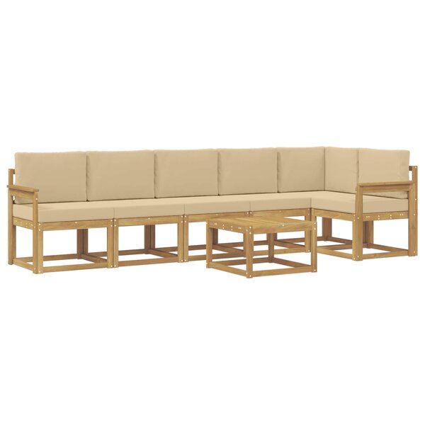 vidaXL Ensemble de canapés d'extérieur 7 Pièces Blanc et Beige Polyester
