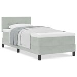 Lit Box Spring vidaXL avec Matelas Gris clair Simple Velours