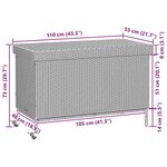 vidaXL Boîte de rangement de jardin et roues marron résine tressée