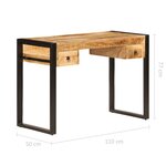 vidaXL Bureau avec 2 tiroirs 110x50x77 cm Bois solide de manguier