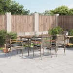 vidaXL Ensemble à manger de jardin et coussins 7 Pièces gris rotin