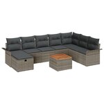 vidaXL Ensemble de Sofa de Jardin 9 Pièces avec Coussins Gris en Rattan Poly