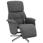 vidaXL Fauteuil inclinable de massage et repose-pieds gris foncé tissu