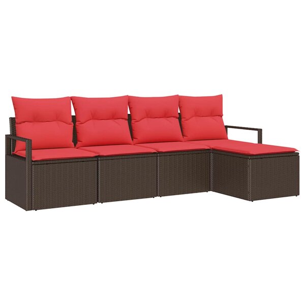 vidaXL Ensemble de Canapés avec coussin 5 Pièces Marron polyrotin
