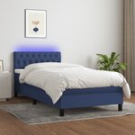 vidaXL Sommier tapissier avec matelas et LED Bleu 100x200 cm Tissu