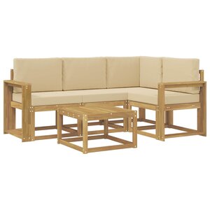 vidaXL Ensemble de canapés d'extérieur 5 pc Blanc et Beige