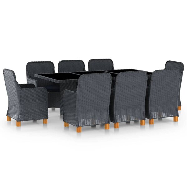 vidaXL Ensemble à manger d'extérieur 9 Pièces et coussins résine tressée