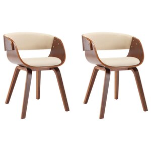vidaXL Chaises à manger lot de 2 crème bois courbé et similicuir