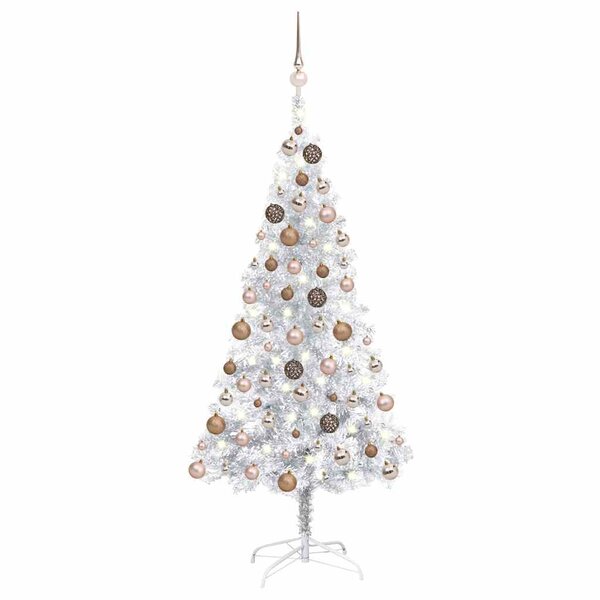 vidaXL Arbre de Noël artificiel pré-éclairé/boules argenté 120 cm PET