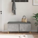 vidaXL Banc d'entrée avec coussin Gris béton 100 x 38 x 46 cm