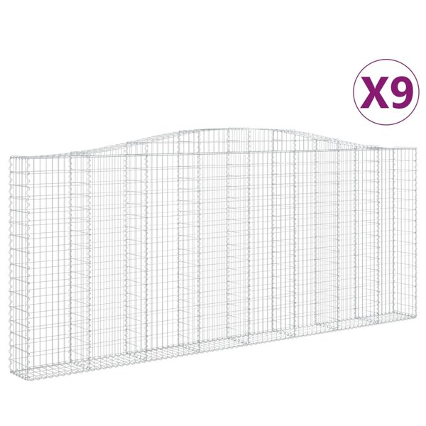 vidaXL Paniers à gabions arqués 9 Pièces 400x30x160/180 cm Fer galvanisé