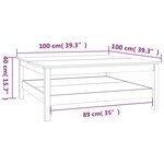 vidaXL Table basse Blanc 100x100x40 cm Bois massif de pin