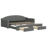 vidaXL Lit de jour avec gigogne et tiroirs gris foncé 90x190 cm tissu