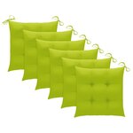 vidaXL Chaises de jardin avec coussins vert vif lot de 6 Bois de teck