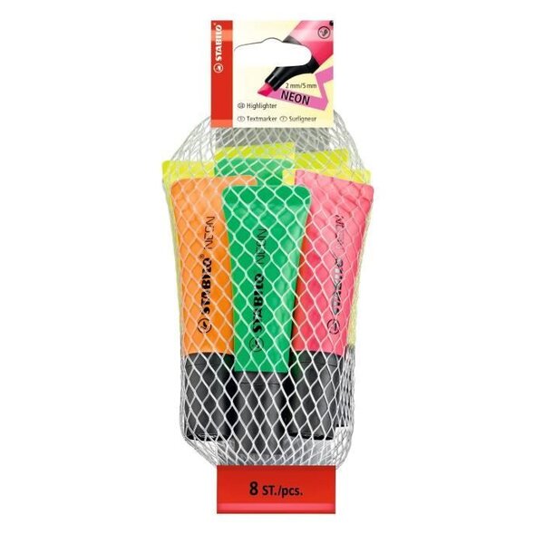 Surligneurs Stabilo Néon  - 8 assortis