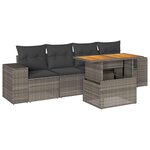 vidaXL Salon de jardin 5 Pièces avec coussins gris résine tressée