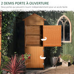 Armoire de jardin remise pour outils 79L x 49l x 190H cm 2 portes 2 étagères toit bitumé étanche bois sapin pré-huilé