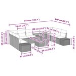 vidaXL Ensemble de Sofa de Jardin 11 Pièces avec Coussins Noir Rattan Poly
