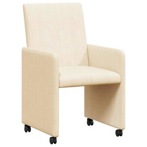vidaXL Chaises de Salle à Manger avec Roues 2 pc Crème 57 x 66 x 94 cm