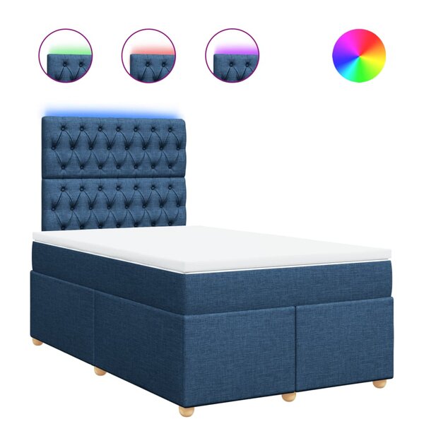 vidaXL Sommier à lattes de lit avec matelas Bleu 120x200 cm Tissu