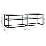 vidaXL Meuble TV marbre blanc 140x40x40 5 cm verre trempé