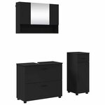 vidaXL Ensemble de mobilier de salle de bain avec tiroir 3 Pièces Noir