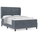 Lit Box Spring vidaXL avec Matelas Gris Foncé 160x200 cm Velours