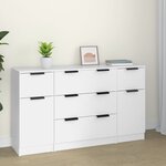 vidaXL Buffets 3 Pièces Blanc Bois d'ingénierie