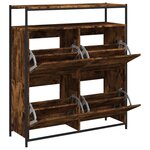 vidaXL Armoire à chaussures 4 tiroirs rabattables chêne fumé