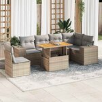 vidaXL Salon de jardin avec coussins 7 Pièces beige résine tressée