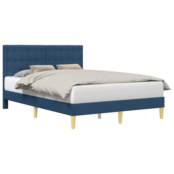 vidaXL Cadre de lit avec tête de lit Bleu 120 x 190 cm Tissu
