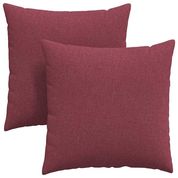 vidaXL Coussins de canapé 2 pc tissu Bordeaux 80 x 80 cm