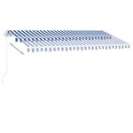 vidaXL Auvent manuel rétractable sur pied 400x350 cm Bleu/Blanc
