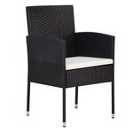 vidaXL Chaises de jardin coussins blanc crème 2Pièces noir résine tressée
