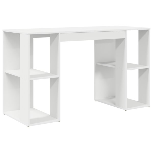 vidaXL Bureau blanc Blanc Panneau de particules Moyen Rangement