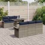 vidaXL Ensemble de canapé de jardin avec coussin 7 Pièces Gris polyrotin
