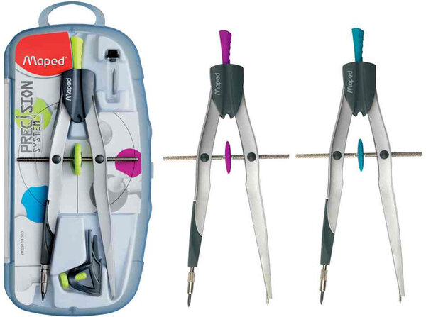 Coffret compas Precision System 165 mm Diam Max 30 cm Coloris Aléatoire MAPED