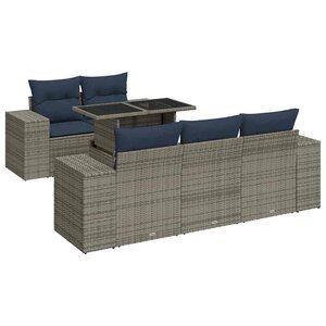 vidaXL Salon de jardin avec coussins 6 Pièces gris résine tressée acacia