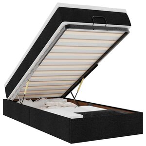 vidaXL Cadre de lit ottoman avec matelas noir 90x200 cm tissu