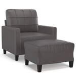 vidaXL Fauteuil avec repose-pied Gris 60 cm Similicuir