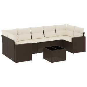 vidaXL Salon de jardin 8 Pièces avec coussins marron résine tressée