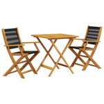 vidaXL Ensemble de bistro 3 Pièces noir polypropylène et bois massif