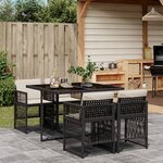 vidaXL Ensemble à manger de jardin coussins 5Pièces Noir Résine tressée
