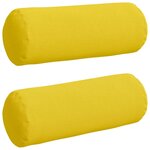 vidaXL Coussins d'accent 2 Pièces Jaune clair Ø 25 x 70 cm tissu