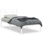 vidaXL Cadre de lit métal sans matelas avec tête de lit blanc 90x200cm