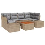 vidaXL Ensemble de canapé de jardin 7 Pièces Beige Poly rotin