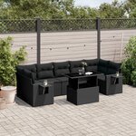 vidaXL Salon de jardin 8 Pièces avec coussins noir résine tressée